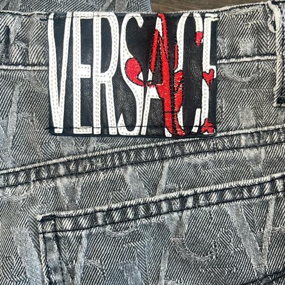 Versace Jeans Couture Monogram Denim Jeans Gray Size 26 - Picture 2 of 7